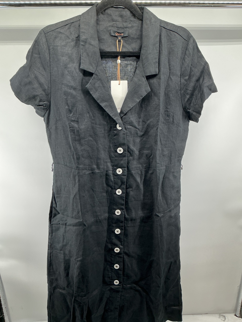 100% European Linen Button Front Dress